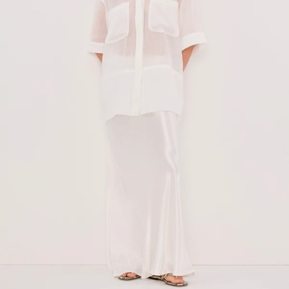 DISSH CHARLI WHITE SATIN MAXI SKIRT - Picture 3 of 6